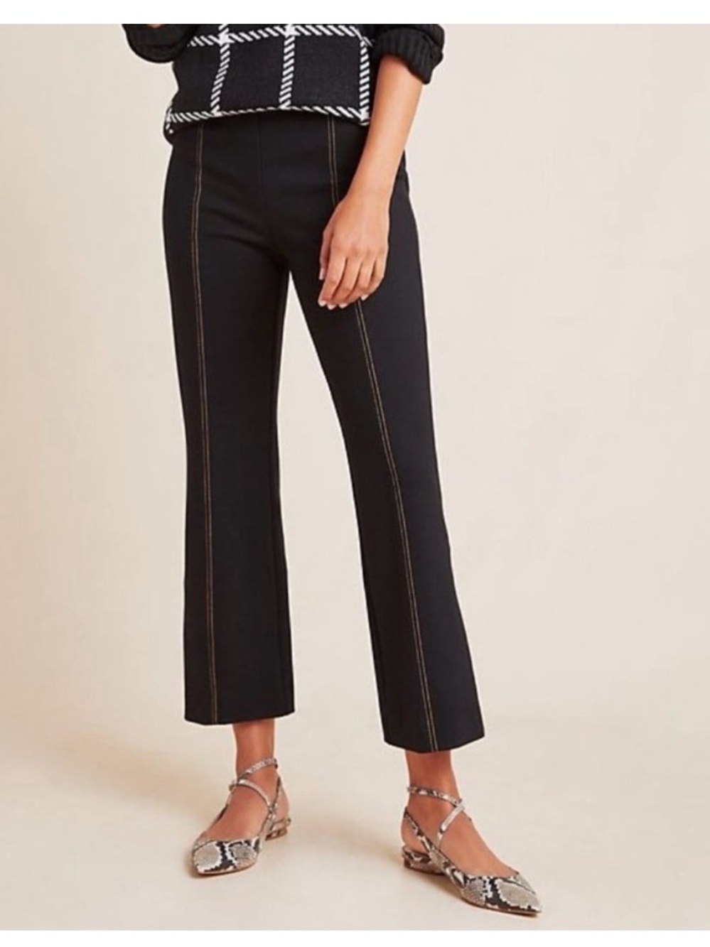 Anthropologie Essential Crop Flare Pants Black Medium